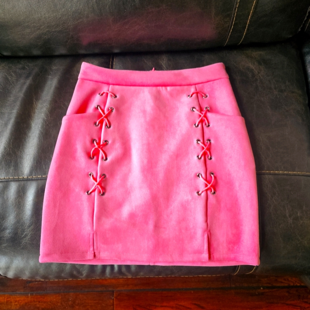 Pink Lace-Up Women's Skirt